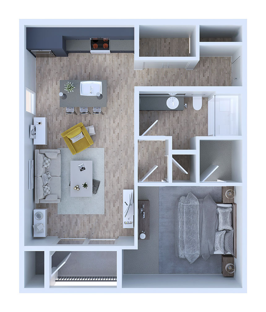 1 Bedroom Floorplan - South Banks at Suttree Landing