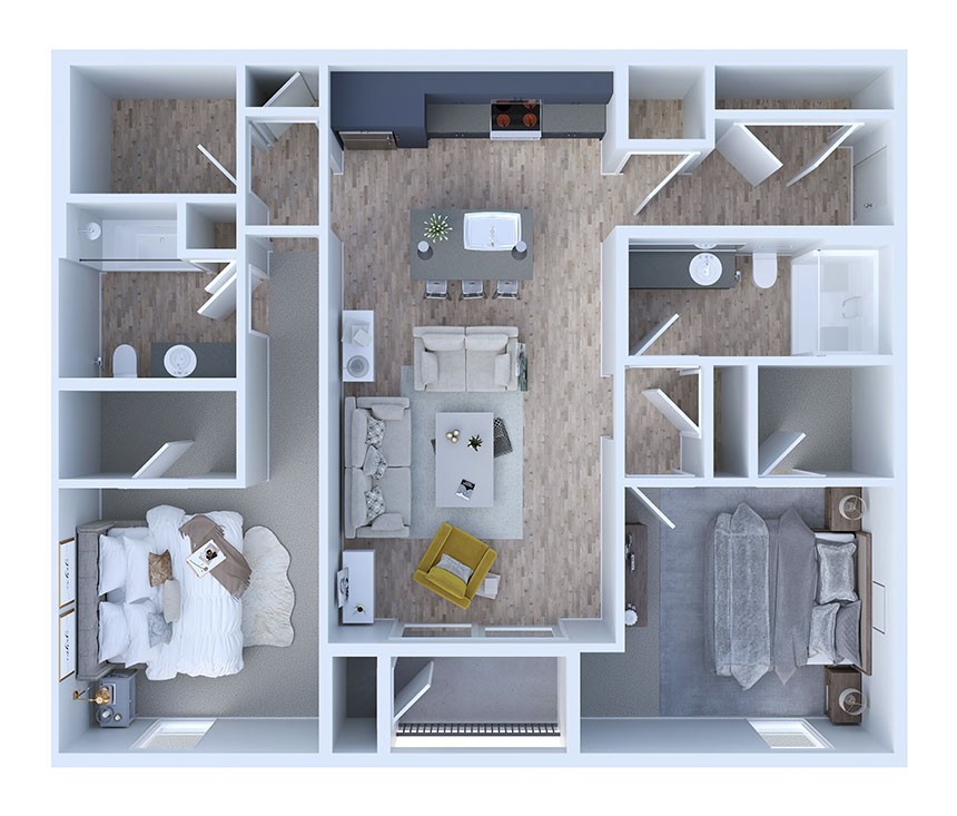 2 Bedroom Floorplan - South Banks at Suttree Landing